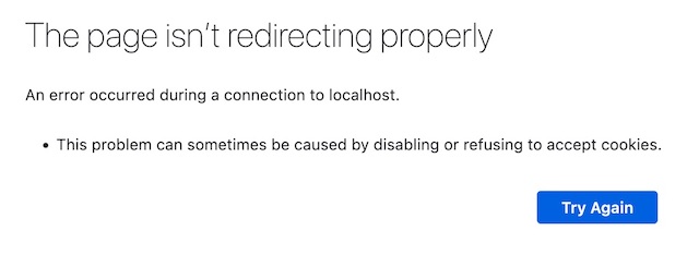 Redirect loop error message